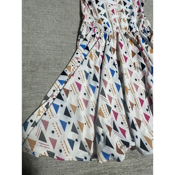 Dot Dot Smile Dress Girl’s Size 5/6 White Geometric Graphic Sleeveless Long - Picture 3 of 11